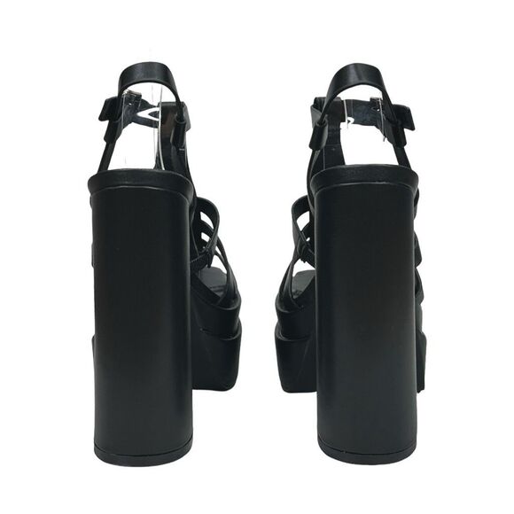 chic Morgan Buckle Platform Sandals - Size 7 - Black - Picture 5 of 9